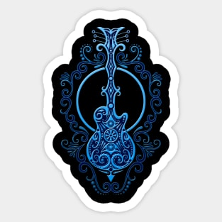 Intricate Blue Electric Guitar Design Sticker